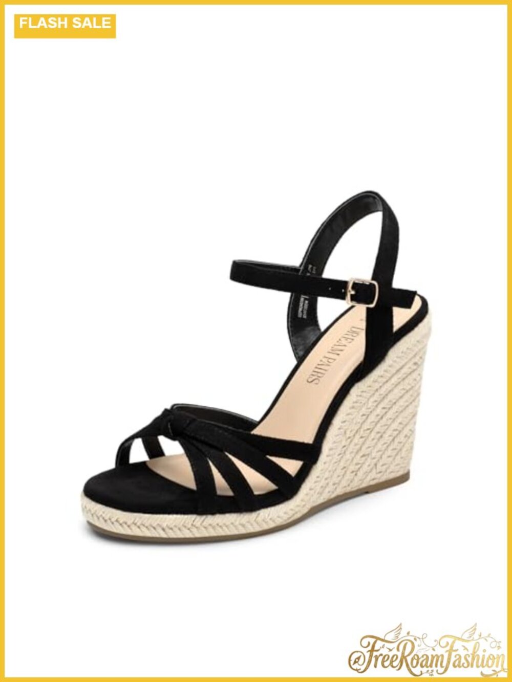 Women's Espadrille Wedge Sandals Strappy Faux Suede Ankle Strap